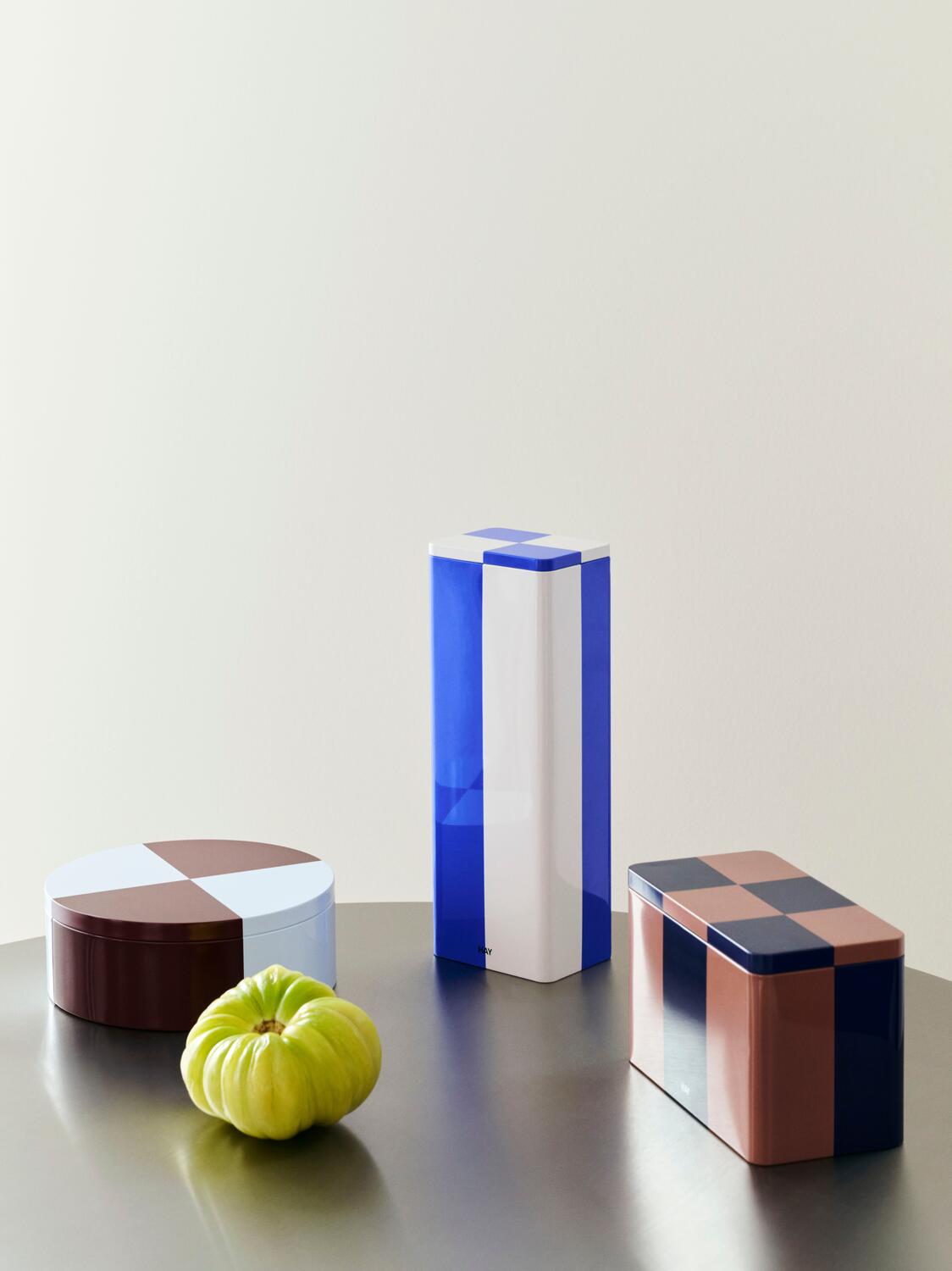 Tin beholder, L20 cm - Brown and Midnight blue